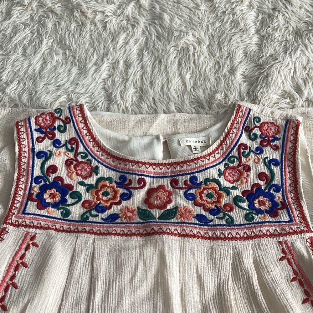 En Creme Floral Embroidered Boho Chic Dress size small - Picture 3 of 6